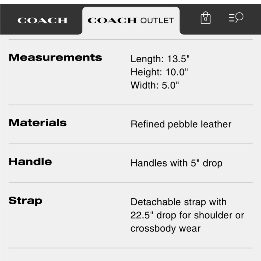 Coach Smith Tote Bag Shoulder Crossbody Bag Pebble Leather Webbing “Read” - Picture 15 of 16